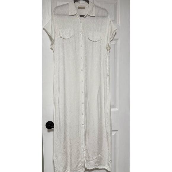 Kikisix Made in Italy Ivory Women's Floral Button Down Maxi Dress Size M/L - Picture 1 of 16